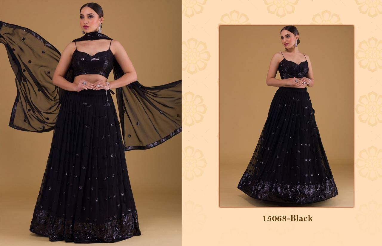 Zeel Clothing vol 27 georgette Black Wedding lehenga choli in Kolkata